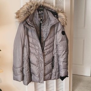 XL Winter coat with faux fur hood